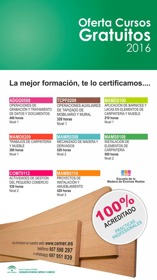 Certificados de profesionalidad Cemer Madera y Mueble